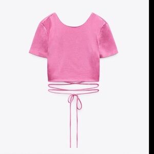 Zara open tie back top in pink